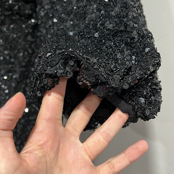 ‼️last call Retrofete Aubrey black sequence mini Long sleeve dress - Picture 6 of 8